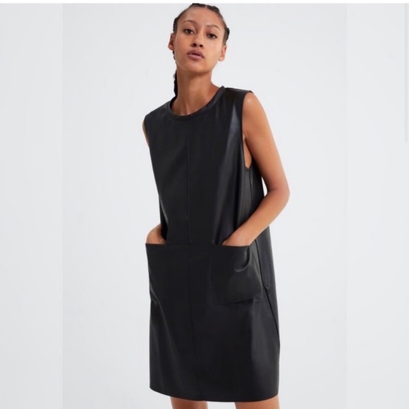 Zara Dresses & Skirts - Zara faux leather shirt dress!